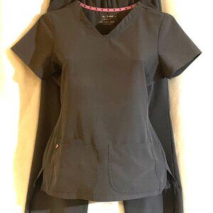 Womens HeartSoul Nursing Uniform Gray with Pink Accents Size XS